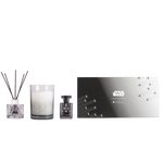 Star Wars Light vs. Dark Side Trio Set featuring a reed diffuser, candle, and room spray. This set blends contrasting fragrances inspired by the balance between light and dark, designed to elevate any space with immersive scents.