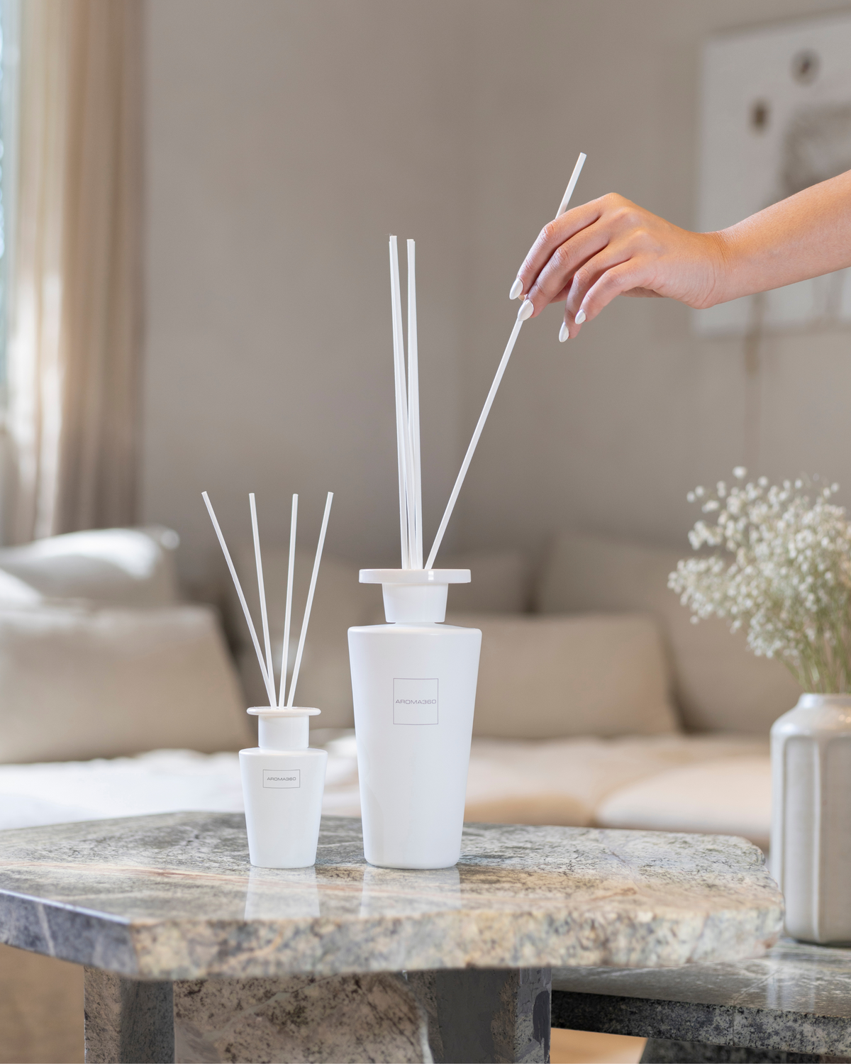 Elegant 500mL My Way reed diffuser with notes of sandalwood, cedar, Tuscan leather, and amber. Lasts 3-6 months, creating a refined and long-lasting aromatic experience.
