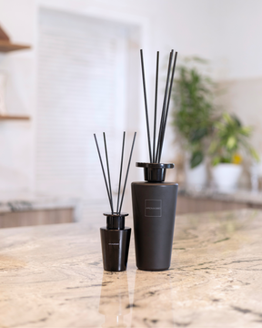 Elegant 500mL My Way reed diffuser with notes of sandalwood, cedar, Tuscan leather, and amber. Lasts 3-6 months, creating a refined and long-lasting aromatic experience.